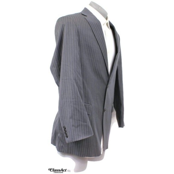 Hart Schaffner Marx Blazer Gray Striped Wool Sport Coat Suit Jacket 42R - Picture 2 of 8